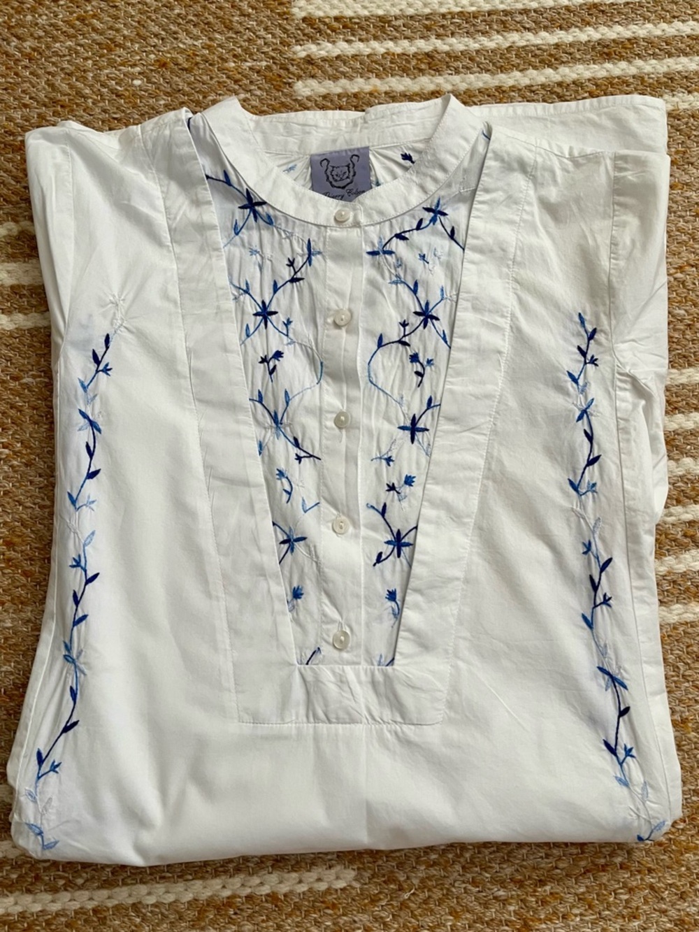 Thierry Colson ‘Victoria’ floral-embroidered cotton A-line dress